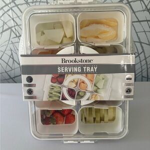 Brookstone White Serving Tray with Clear Lid